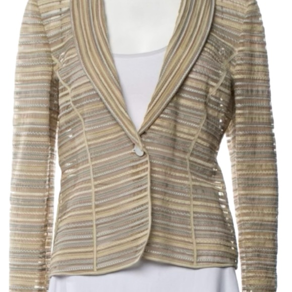 Giorgio Armani Striped Beige Women\'s Jacket Sz 8, IT 44